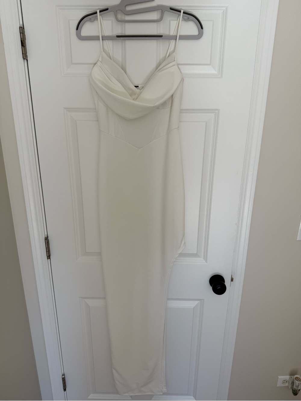 Off White Cowl Neck Maxi Dress
